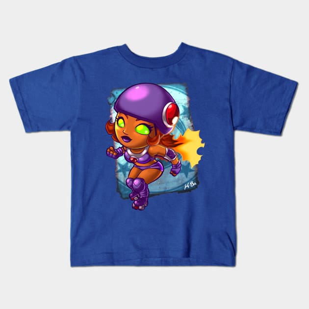 Superhero Roller Derby Starfire Kids T-Shirt by K-Bo.